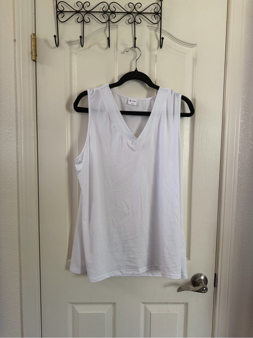 White Sleeveless V-Neck Women's Top